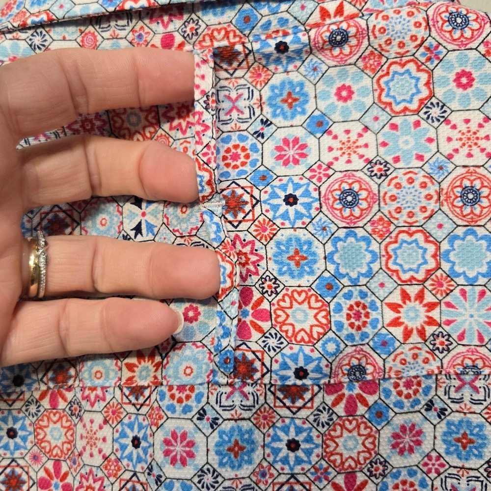 Johnston & Murphy Casual Button Up Shirt Big Tall XXXL 100% Cotton‎ Mosaic Print - Picture 4 of 7